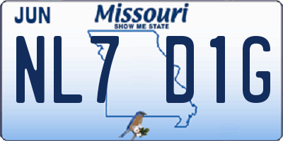 MO license plate NL7D1G