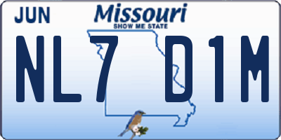 MO license plate NL7D1M