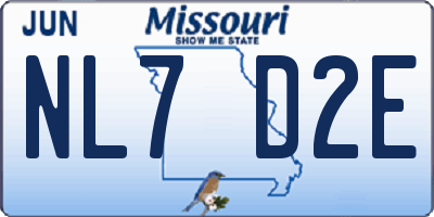 MO license plate NL7D2E