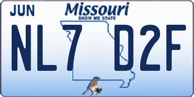 MO license plate NL7D2F