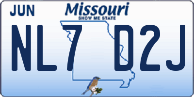 MO license plate NL7D2J