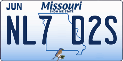 MO license plate NL7D2S