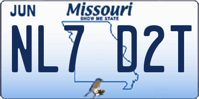 MO license plate NL7D2T