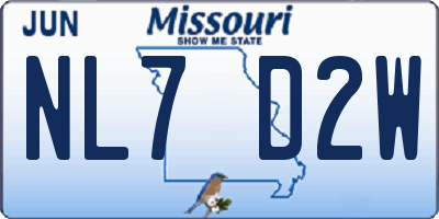 MO license plate NL7D2W