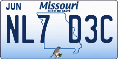 MO license plate NL7D3C