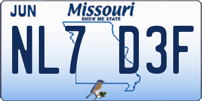 MO license plate NL7D3F