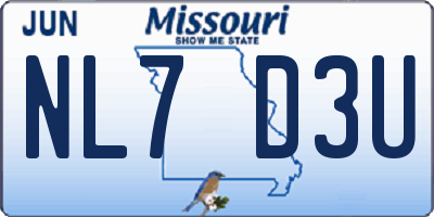 MO license plate NL7D3U