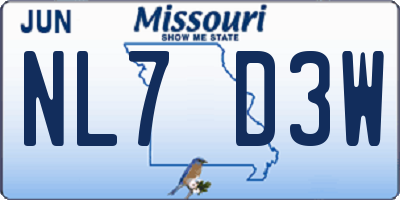MO license plate NL7D3W