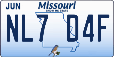 MO license plate NL7D4F