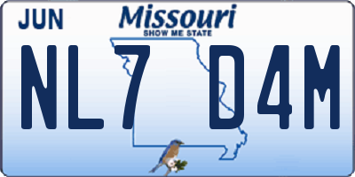 MO license plate NL7D4M