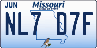 MO license plate NL7D7F