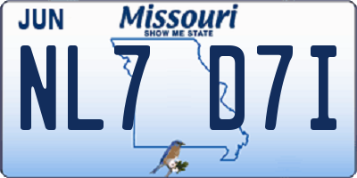 MO license plate NL7D7I