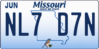MO license plate NL7D7N