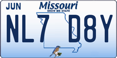 MO license plate NL7D8Y