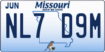 MO license plate NL7D9M