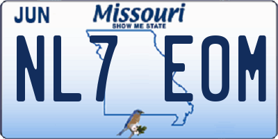 MO license plate NL7E0M