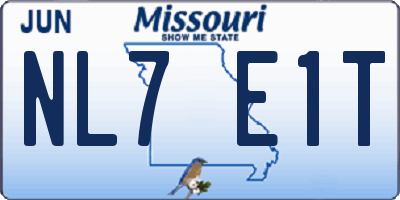 MO license plate NL7E1T