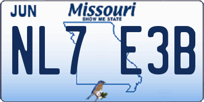 MO license plate NL7E3B
