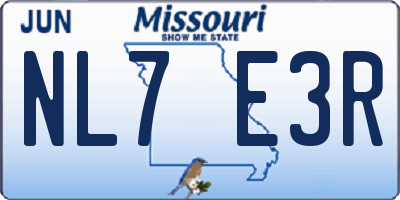 MO license plate NL7E3R