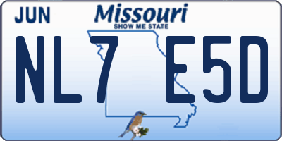 MO license plate NL7E5D