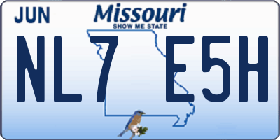 MO license plate NL7E5H