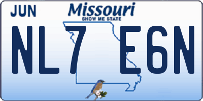 MO license plate NL7E6N