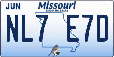 MO license plate NL7E7D