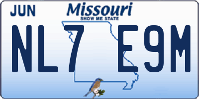 MO license plate NL7E9M