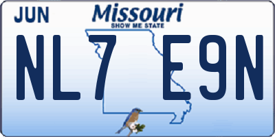 MO license plate NL7E9N