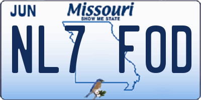 MO license plate NL7F0D