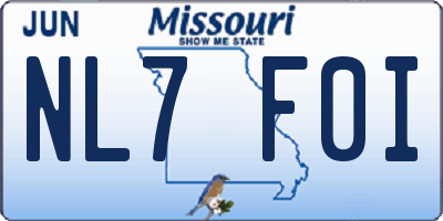 MO license plate NL7F0I
