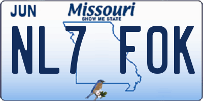 MO license plate NL7F0K