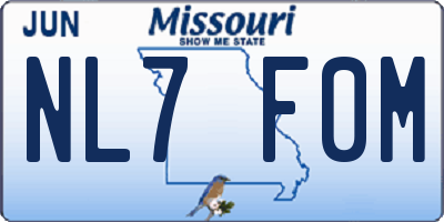 MO license plate NL7F0M