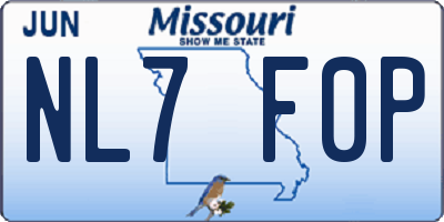 MO license plate NL7F0P