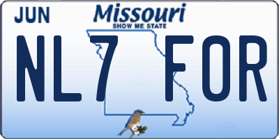 MO license plate NL7F0R