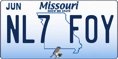 MO license plate NL7F0Y
