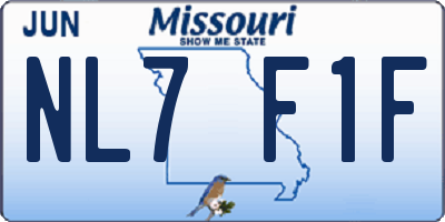 MO license plate NL7F1F