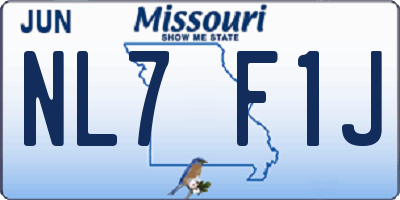 MO license plate NL7F1J