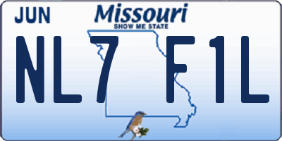 MO license plate NL7F1L