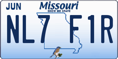 MO license plate NL7F1R