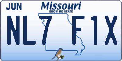 MO license plate NL7F1X