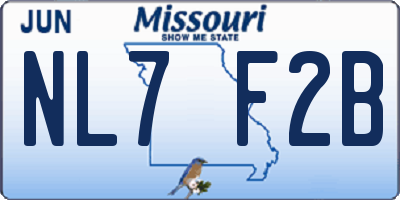 MO license plate NL7F2B