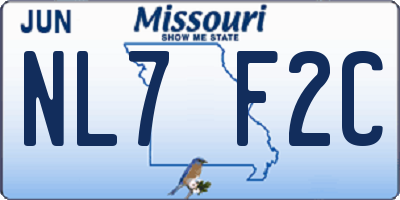 MO license plate NL7F2C