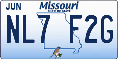 MO license plate NL7F2G