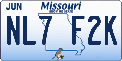 MO license plate NL7F2K