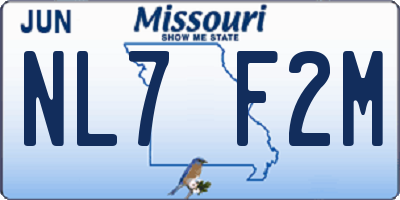MO license plate NL7F2M