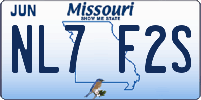 MO license plate NL7F2S