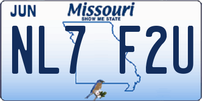 MO license plate NL7F2U