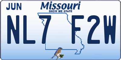 MO license plate NL7F2W
