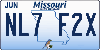 MO license plate NL7F2X